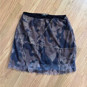 I.AM.GIA Black and Gray Camo Mini Skirt